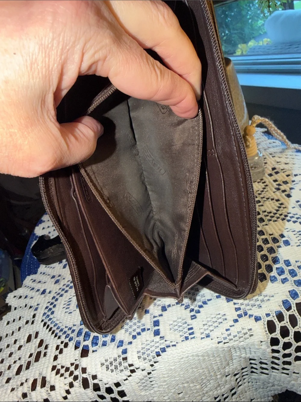 Coach Tan and Brown Signature Zip Wallet
